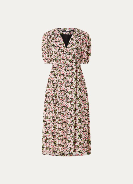 French Connection Molly midi jurk met bloemenprint - voorkant roze