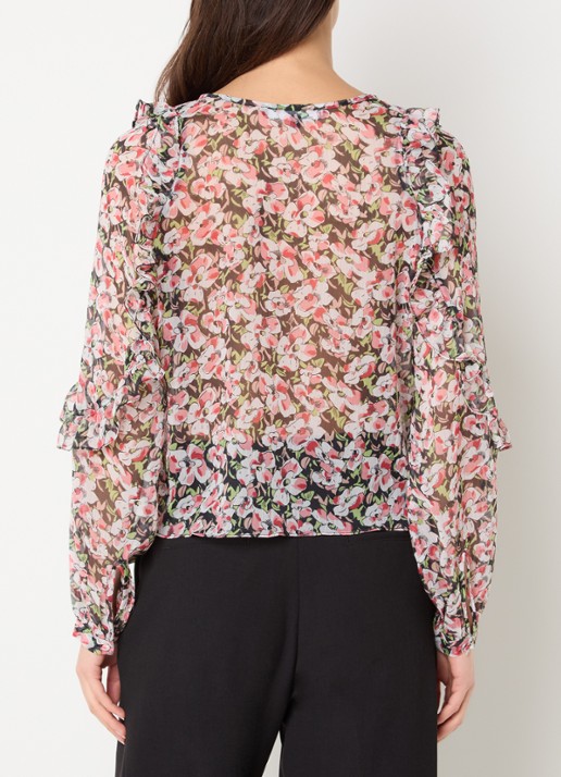 French Connection Molly tuniek met bloemenprint en ruches - achterkant 2 rood