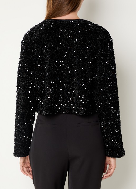 French Connection Monet openvallend vest met pailletten - achterkant 4 zwart