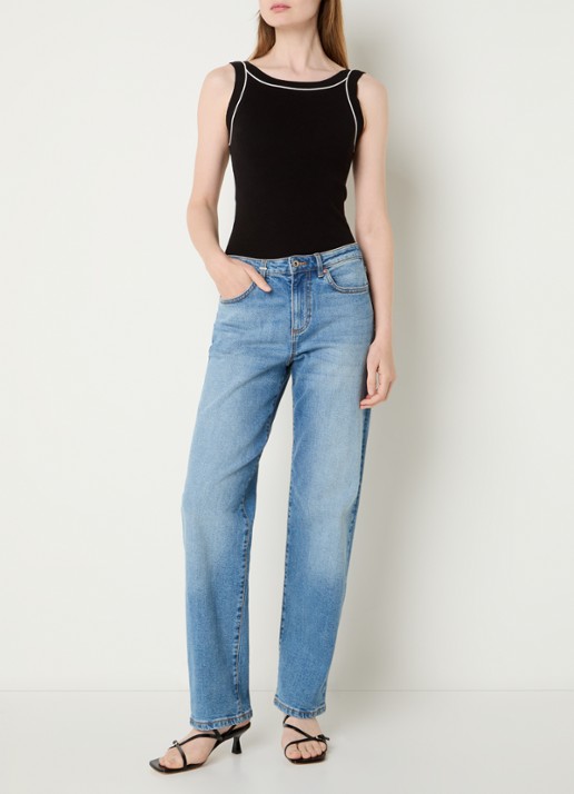 French Connection Mozza top met stretch - voorkant 4 zwart