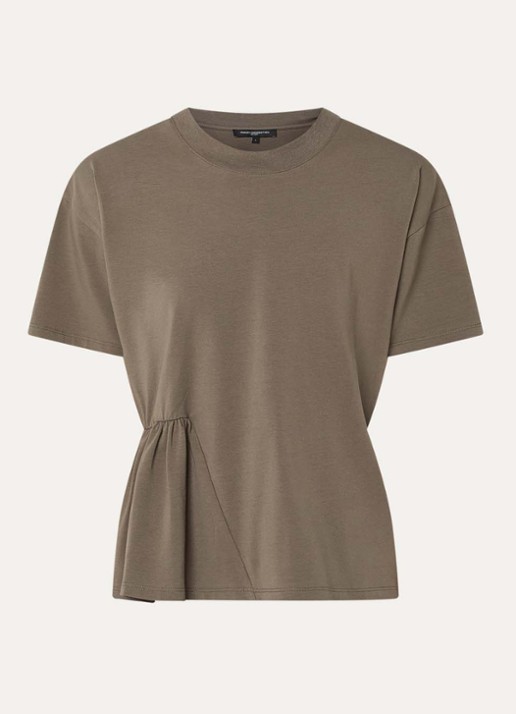 French Connection Rallie T-shirt met asymmetrisch detail - voorkant khaki