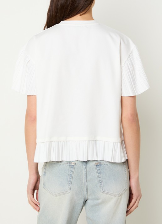 French Connection Rallie T-shirt met vlindermouwen en plissé - achterkant wit