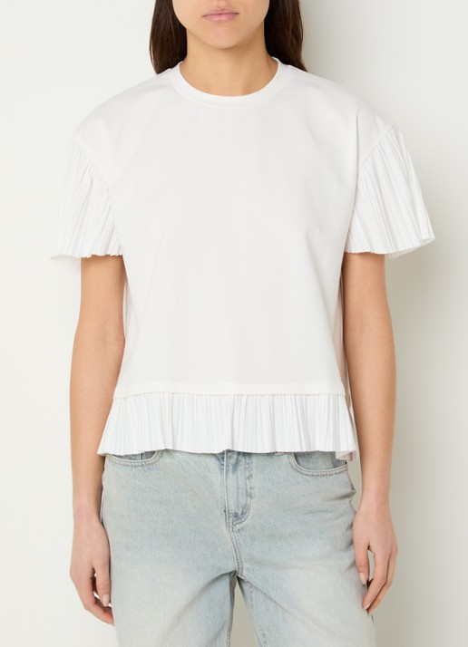 French Connection Rallie T-shirt met vlindermouwen en plissé