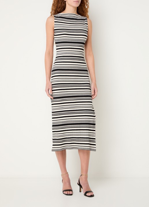 French Connection Sasia ribgebreide midi jurk met streepprint