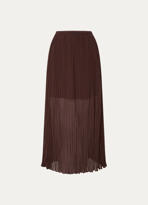 French Connection Saylor maxi rok met plissé - voorkant 2 bruin