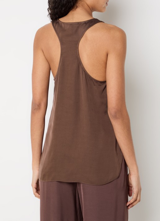 French Connection Sera tanktop van satijn - achterkant bruin