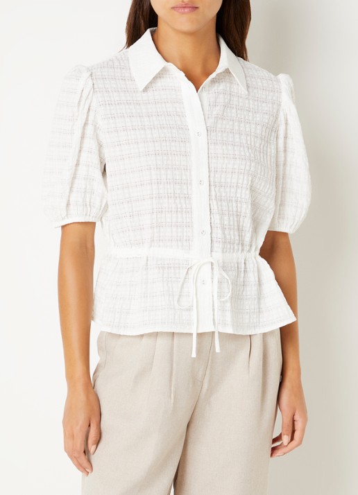 French Connection Shanaya blouse met strikceintuur - detail 3 wit