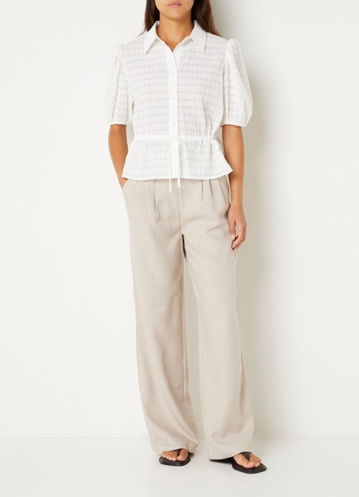French Connection Shanaya blouse met strikceintuur - voorkant 2 wit