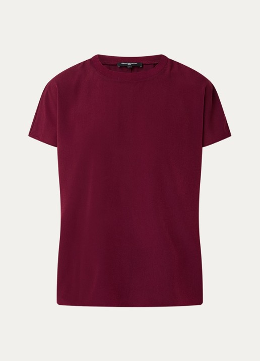 French Connection T-shirt met ronde hals - voorkant 2 bordeauxrood