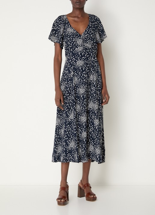 French Connection Thea Lizzie midi jurk met stippenprint