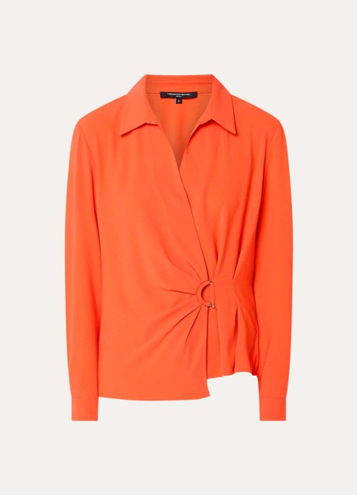 French Connection Thelma blouse met plooidetail - voorkant orange