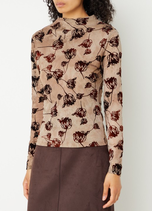 French Connection Tia top van mesh met bloemenprint