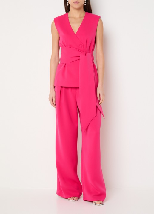 French Connection Tiana gilet met strikceintuur - voorkant 2 fuchsia