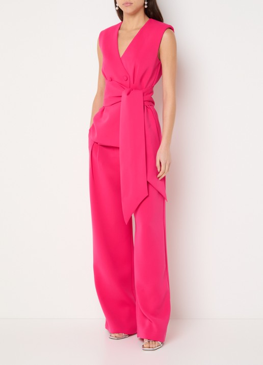 French Connection Tiana high waist wide fit pantalon met steekzakken - voorkant 2 fuchsia