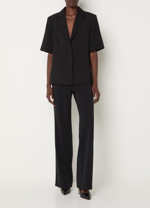 French Connection Vinnie blazer met paspelzakken - voorkant 2 zwart