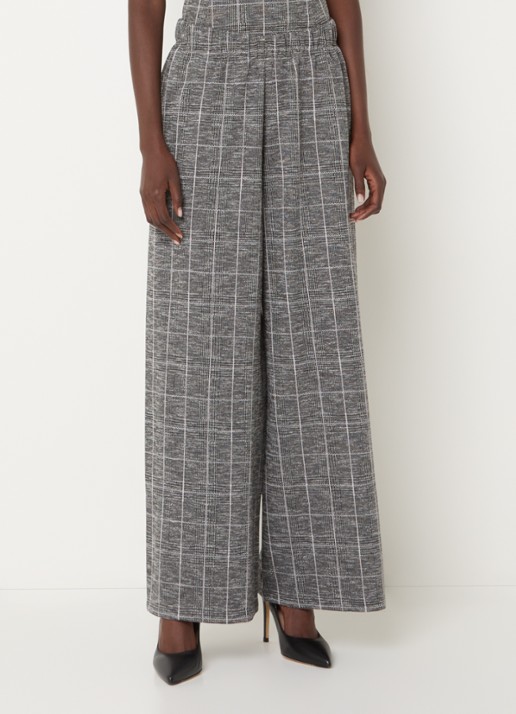 French Connection Wesley high waist wide fit pantalon met pied-de-poule dessin