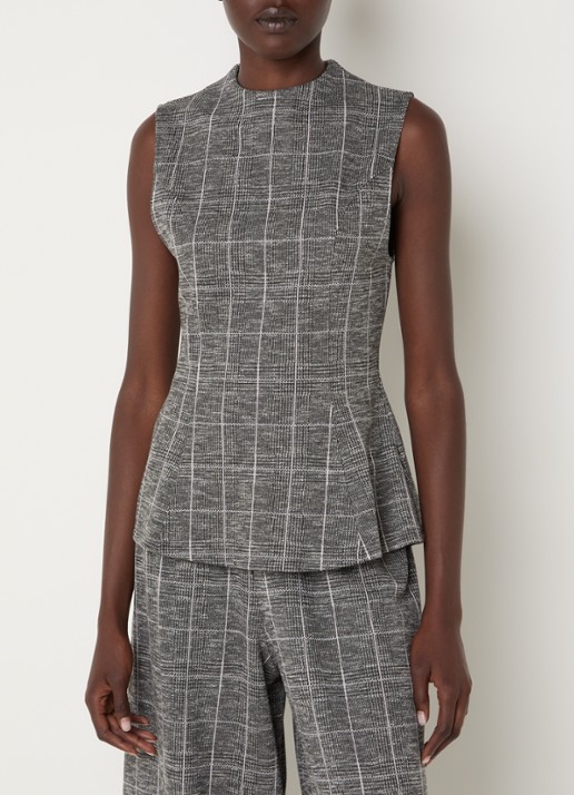 French Connection Wesley top met pied-de-poule dessin - detail grijs