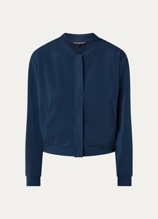 French Connection Wren bomberjack van jersey met steekzakken - voorkant 2 indigo