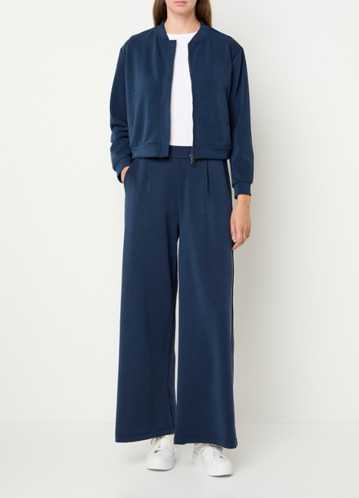 French Connection Wren bomberjack van jersey met steekzakken - voorkant 3 indigo