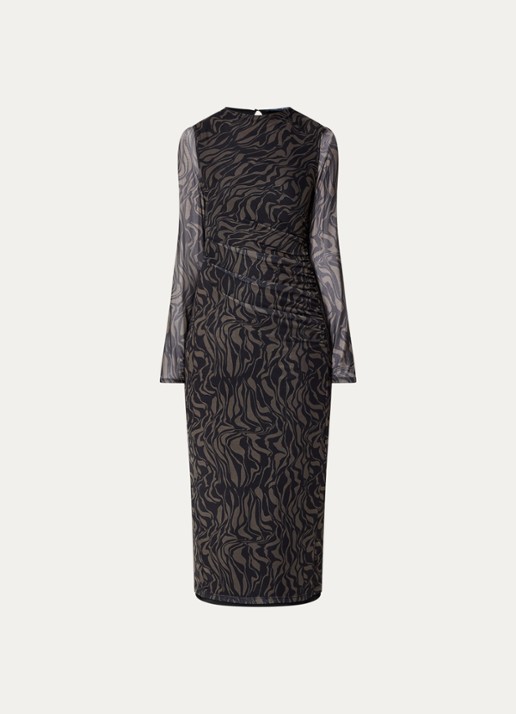 French Connection Zaria maxi jurk met camouflageprint - voorkant 2 zwart