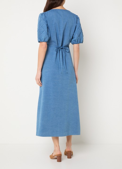 French Connection Zaves denim blousejurk met V-hals - achterkant 4 blauw
