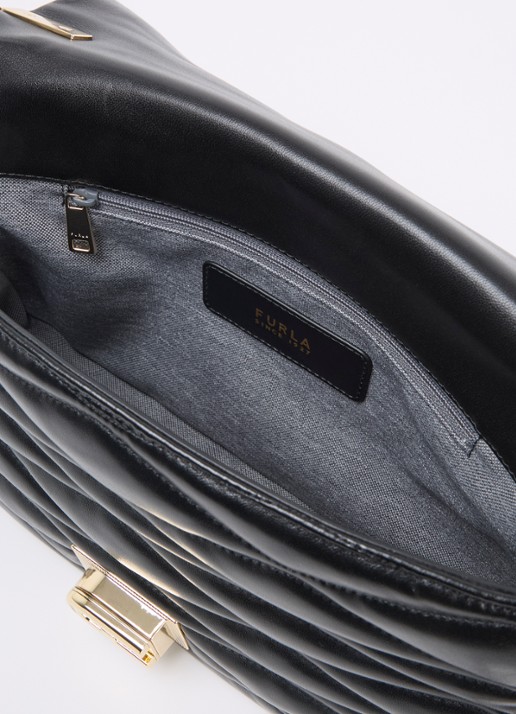 FURLA 1927 M crossbodytas van leer met quilt patroon - detail 3 zwart