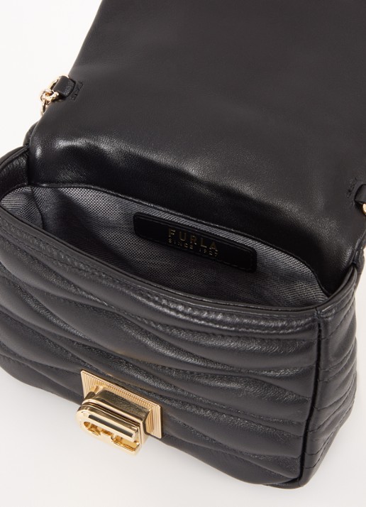 FURLA 1927 Mini crossbodytas van quilted kalfsleer - detail 2 zwart