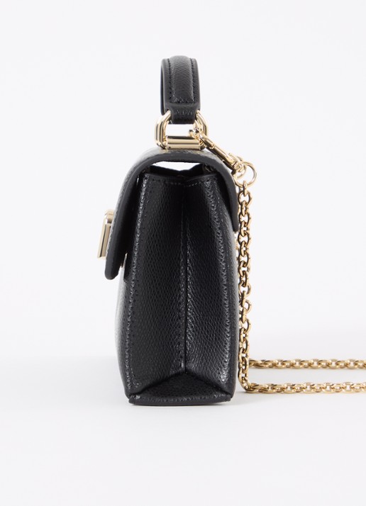 FURLA 1927 Mini handtas van leer met structuur - detail 2 zwart