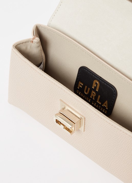 FURLA 1927 Mini handtas van leer met structuur - detail 2 creme