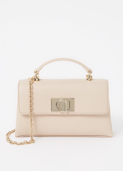 FURLA 1927 Mini handtas van leer met structuur - voorkant creme