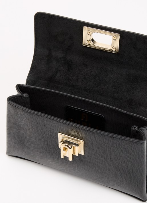 FURLA 1927 Mini handtas van leer met structuur - detail 3 zwart