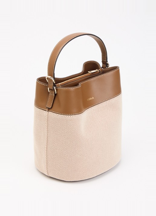 FURLA Amelia handtas van leer met afneembare schouderriem  - achterkant bruin