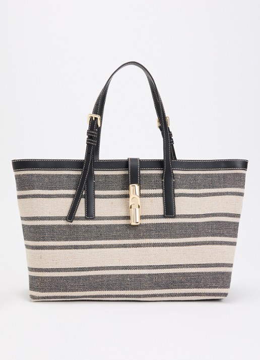 FURLA Debby L shopper van canvas met leren details