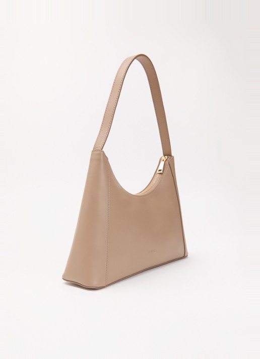 FURLA Diamante S schoudertas van leer - achterkant lichtbruin
