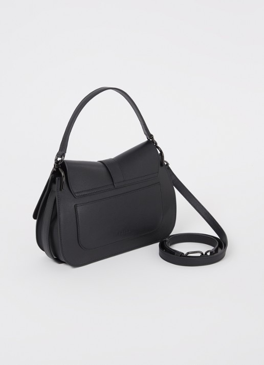 FURLA Flow handtas M van kalfsleer - achterkant zwart