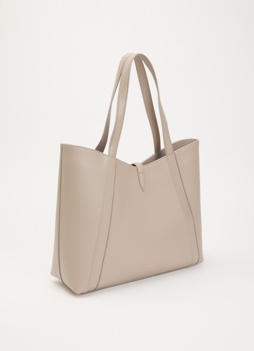 FURLA Goccia L schoudertas van kalfsleer met logo - achterkant naturel