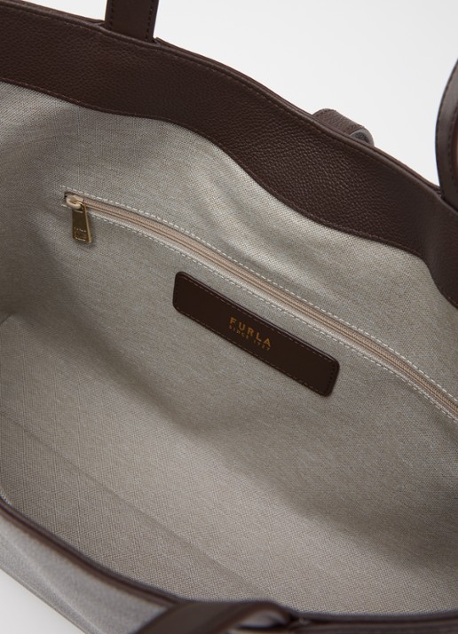 FURLA Goccia L schoudertas van kalfsleer met logo - detail 3 donkerbruin