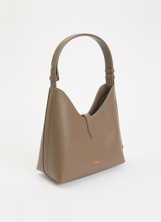 FURLA Goccia S schoudertas van leer met verstelbare schouderriem - achterkant taupe