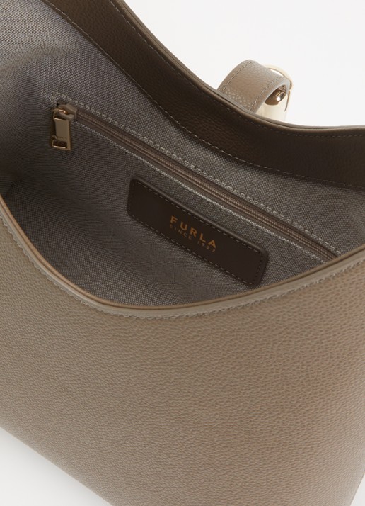 FURLA Goccia S schoudertas van leer met verstelbare schouderriem - detail 2 taupe
