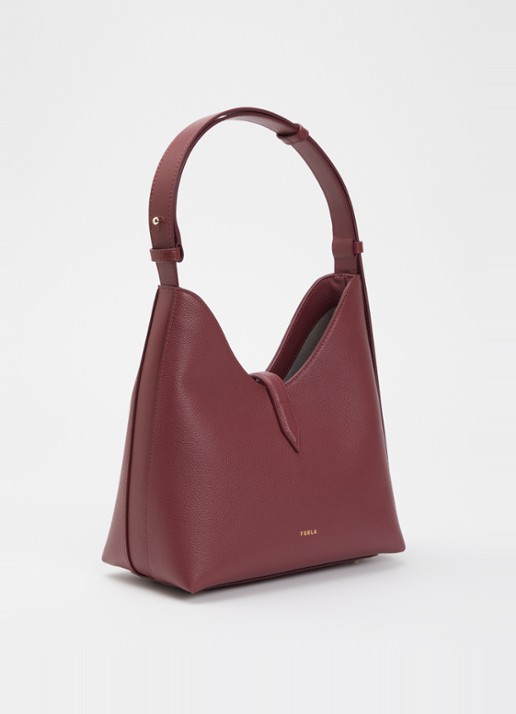 FURLA Goccia S schoudertas van leer met verstelbare schouderriem - achterkant cranberryrood