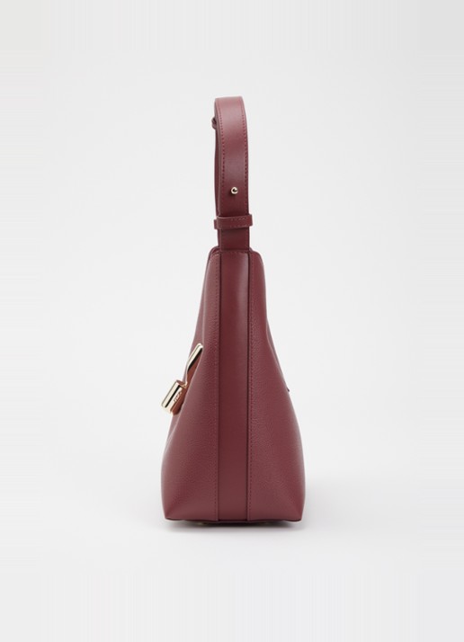 FURLA Goccia S schoudertas van leer met verstelbare schouderriem - detail 3 cranberryrood