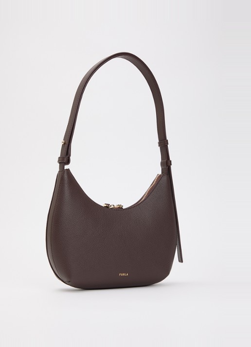 FURLA Goccia S schoudertas van leer  - achterkant 5 chocoladebruin