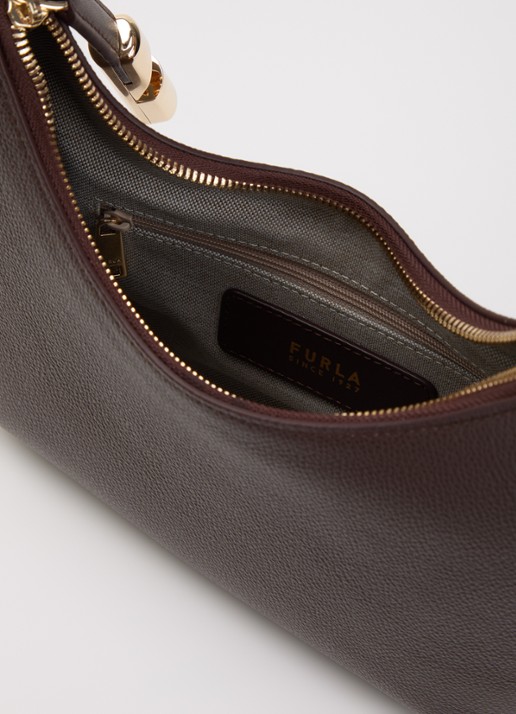 FURLA Goccia S schoudertas van leer  - detail chocoladebruin