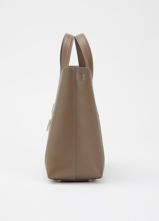 FURLA Goccia S shopper van leer met afneembare schouderriem - detail 3 taupe
