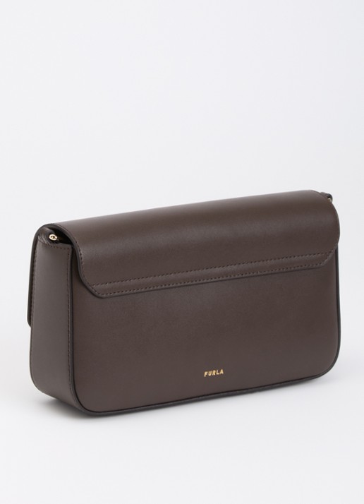 FURLA Iride S crossbodytas van leer - achterkant 4 chocoladebruin