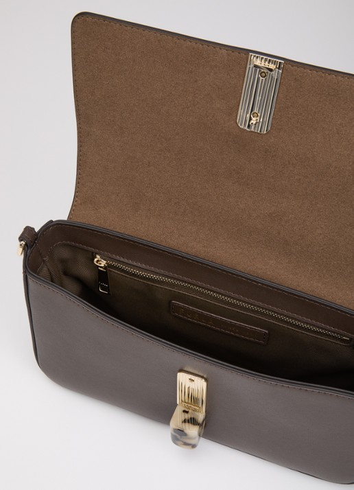 FURLA Iride S crossbodytas van leer - detail chocoladebruin