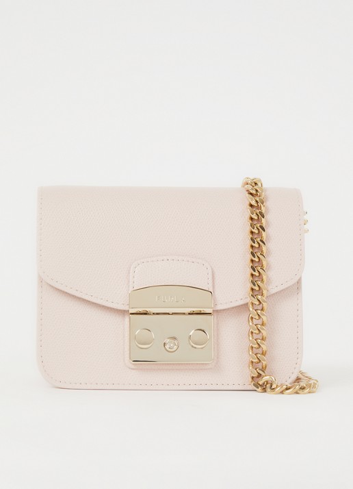 FURLA Metropolis Mini crossbodytas van kalfsleer - voorkant 3 lichtroze