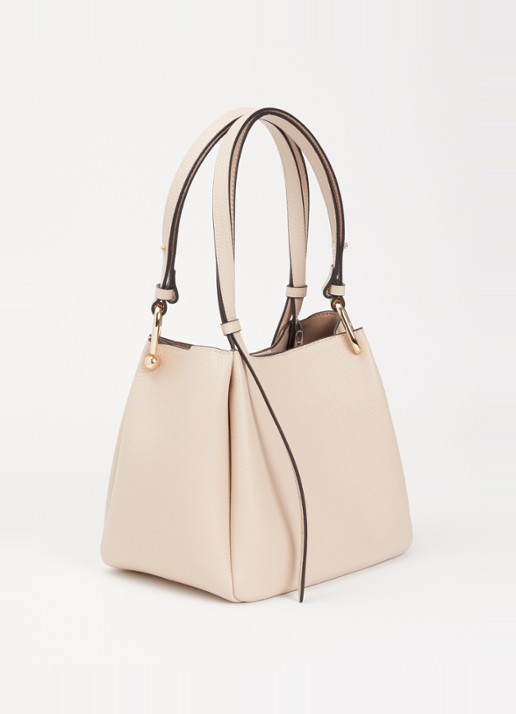 FURLA Nuvola M schoudertas van leer met verstelbare schouderriem - achterkant creme