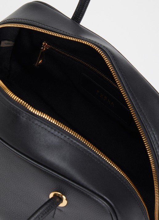 FURLA Poppy M schoudertas van leer  - detail zwart