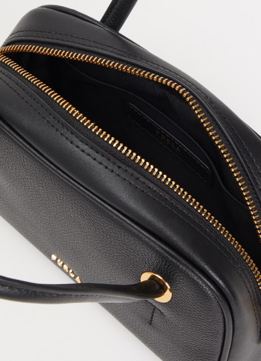FURLA Poppy Mini handtas van leer - detail 2 zwart